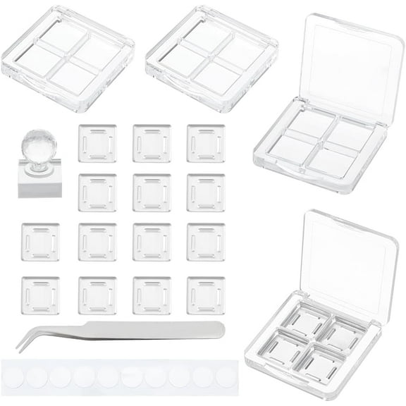 1 Box 4Pcs Empty DIY Eyeshadow Box Kit Slim Custom Makeup Palette Wrapped Powder Blush Lipstick Container with 20pcs Palette Pans for Travel DIY Cosmetic Crafts projects