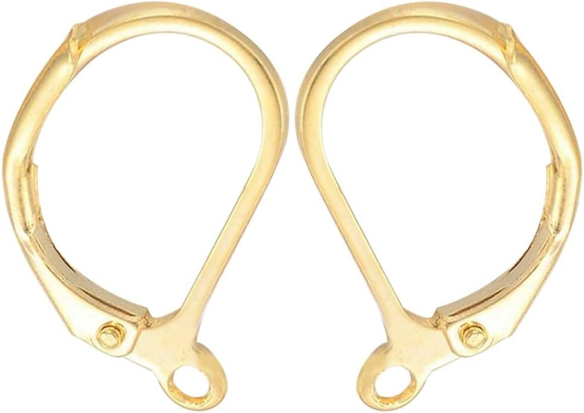 1 Box 4Pcs Leverback Earrings Findings 14K Gold Filled Brass Ear Wires Huggie Lever Back French Hook Earring Wires Dangle Earring Hooks for Jewelry Making Earrings Supplies DIY Crafts Mixed Color