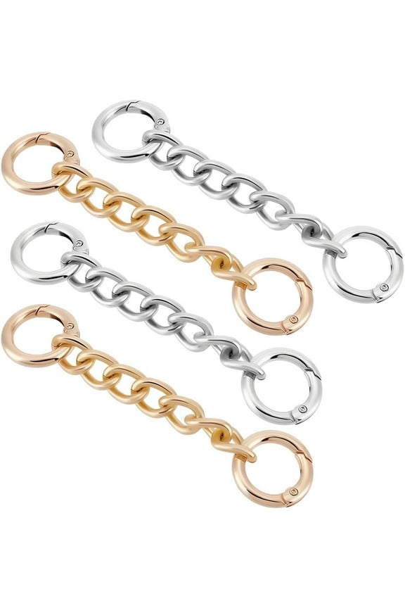 1 Box 4Pcs Metal Purse Chain Extender 4.13 Inches Long Alloy Gold Silver Shoulder Bag Strap Replacement Extension Chain Charms with Buckle for Clutch Mini Bag Handbag Supplies Accessories DIY