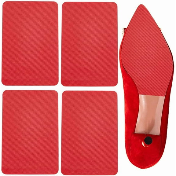 1 Box 4Pcs Non Slip Bottom Shoe Pads Shoe Protector Bottom Sole Red Bulk Silicone Rectangle Opaque Sole Replacement Self Adhesive Grips