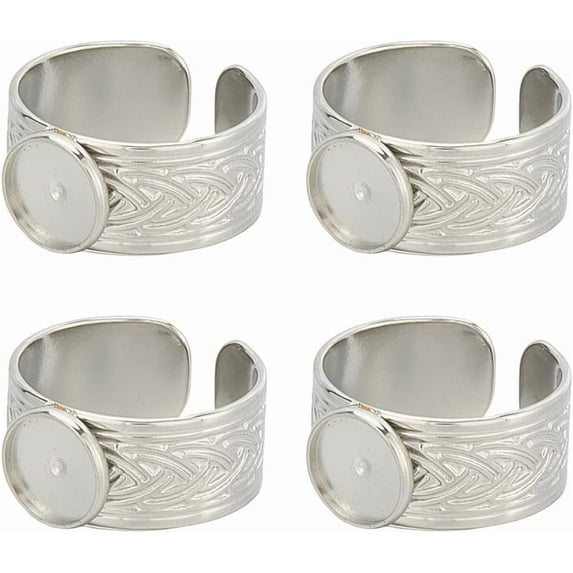 1 Box 4Pcs Stainless Steel Cabochon Rings Adjustable Ring Base Blanks ...