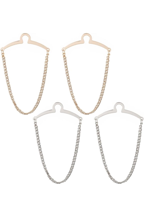 1 Box 4Pcs Tie Chain Tie Clips Chain Fashion Necktie Links Neck Collar Pins Brooch Men Accessories for Business Wedding Neckties Wear