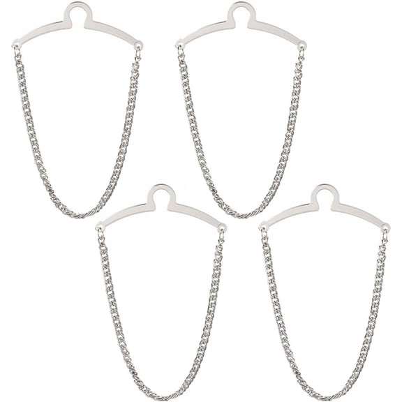 1 Box 4Pcs Tie Chain Tie Clips Chain Fashion Necktie Links Neck Collar Pins Brooch Men Accessories for Business Wedding Neckties