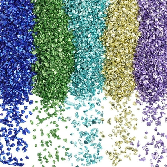 1 Box 5 Colors 150G Blue Broken Glass Small Crushed Crystals Bulk Irregular Glitter Metallic Stones Flakes Glass Chips