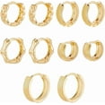 thumbnail image 1 of 1 Box 5 Pairs Huggie Hoop Earring Set 18K Gold Plated Thick Small Chunky Dainty Hoop Earring for DIY, 1 of 6