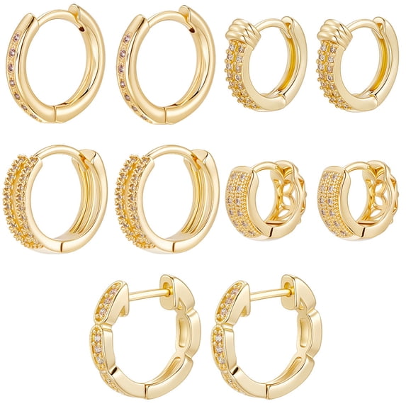 1 Box 5 Pairs Small Hoop Earrings 18K Gold Plated Brass Cubic Zirconia Huggie Hoop Earrings Cartilage Piercing Ear Cuff TinyDIY