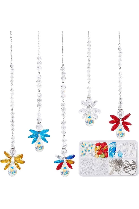 1 Box 5 Sets Angel Suncatcher Making Kit Sun Catchers Crystals Glass Beads Charms Rainbow Catcher