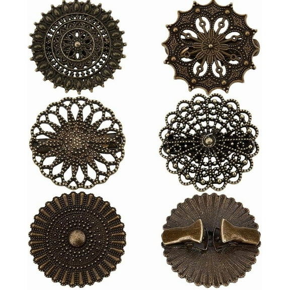 1 Box 5 Sets Sweater Shawl Clip Vintage Cardigan Clips Back Cinch Bronze Round Metal Flower Dress Sweater Collar Clasps Badges Waist Tighten Brooch for Women Shirt Shawl Coat Scarf for DIY