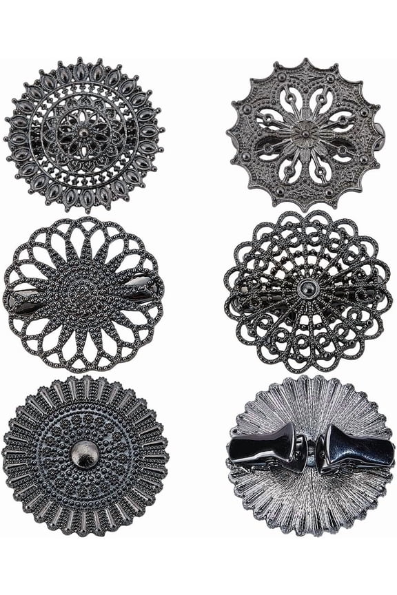 1 Box 5 Sets Vintage Cardigan Collar Clip Round Cinch Clips Metal Hollow Flower Dress Sweater Collar Clasps Badges Waist Tightening Brooch