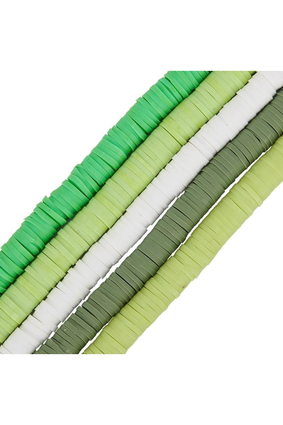 1 Box 5 Strand 1765~1890Pcs St. Patrick's Day Beads Holiday Polymer Clay Beads Bulk 6mm Flat Parade White Green Clay Bead for Bracelets Beaded Keychain Making Supplies DIY Arts Crafts Women