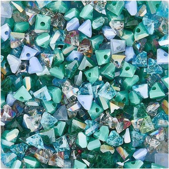 1 Box 5 Strands 500PCS Triangle Geometric Shaped Glass Beads with Hole Small Electroplate Faceted Plated Charms Loose Bead Bulk for Jewelry Making Bracelets Decor Diy Craft Supplies