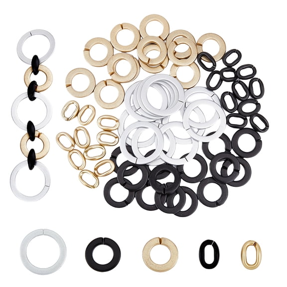 1 Box 5 Style Spray Painted CCB Plastic & Acrylic Linking Rings Mixed Color 23~45x16~45x3~9mm Inner Diameter: 7.5~32x15~32mm 90pcs/box