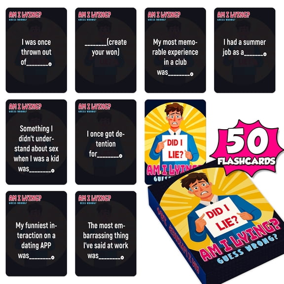 1 Box Of 50 Drinking Game Cards - "Am I Lying? Guess Wrong" Interactive Board Game Cards With Punishment Rules For Friends Party, Gathering, Night Out