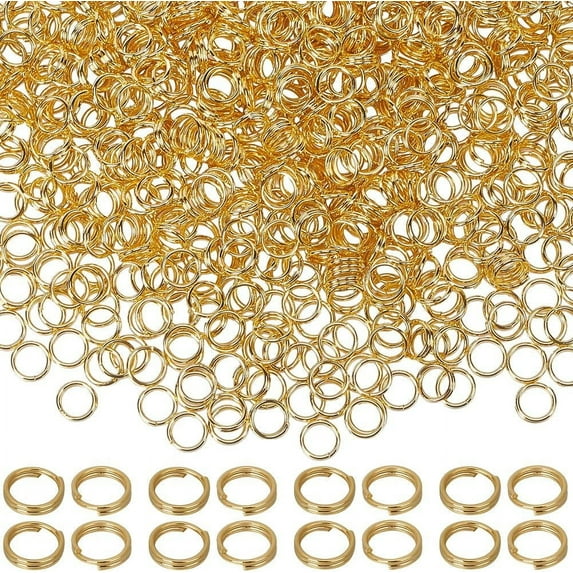 1 Box 500Pcs 5mm Real 18K Gold Plated Jump Rings Split Key Rings Bulk Double Loops Stainless Steel Small Metal Rings for Jewelry Making Supplies DIY Necklace Bracelet Earrings Keychains