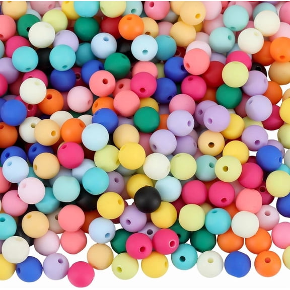 1 Box 500Pcs 8mm Matte Beads Round Acrylic Beads Opaque Frosted Colorful Ball Bubblegum Rubberized Imitated Silicone Smooth Loose Spacer Bead