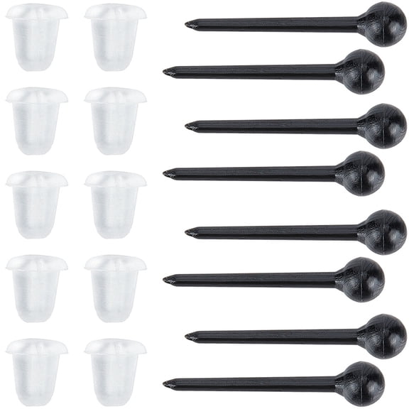 1 Box 500Pcs Ball Earring Posts Black Plastic Earring Stud Posts Round Small Retainer Earring Pins with Clear Earring Nuts Earring Studs