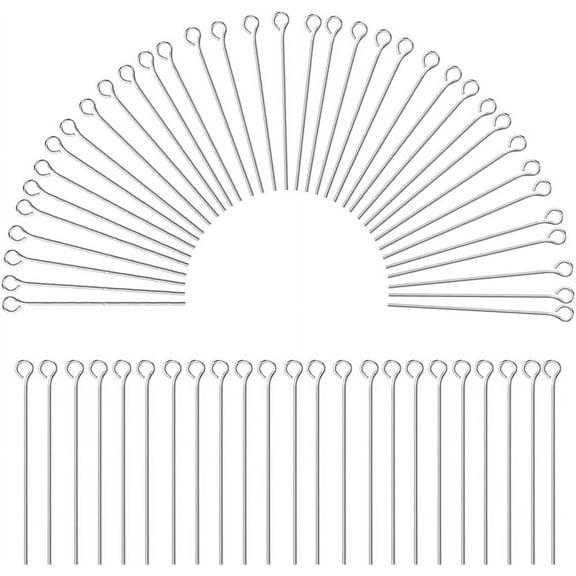 1 Box 500Pcs Earring Pins with Loop 40mm 304 Stainless Steel Eye Pins Straight Pins Bendable Eye Pin Earring Findings Eye Pins for Jewelry Making Accessories DIY Earrings Bracelet Necklace