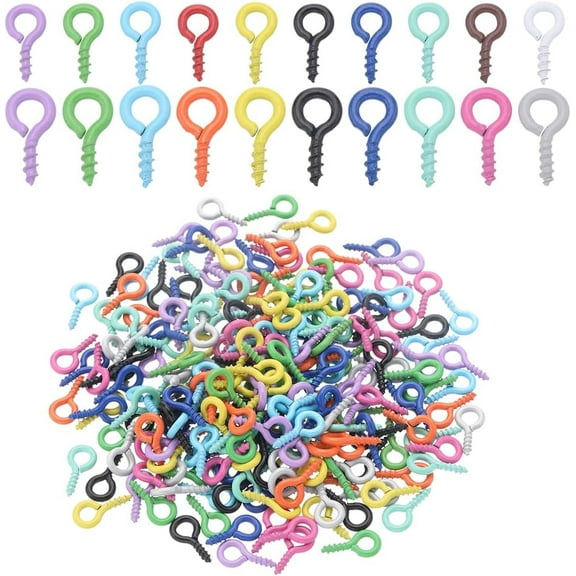 1 Box 500Pcs Screw Eye Pins Mini Eye Hooks Small Eyelet Screws Eye Pins Hooks Screw Peg Hooks Metal Eye Pin Eye Screws for Jewelry Making Accessories DIY Half Drilled Beads Craft Arts