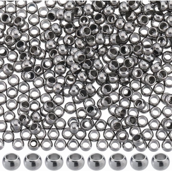 1 Box 500Pcs Stainless Steel Beads Bulk 3mm Tiny Round Loose Spacer Beads Metal Bead Spacers 1.5mm Hole Mini Small Smooth Seamless Ball Rondelle Beads