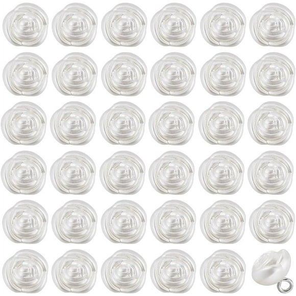 DIY 1 Box 50PCS Rose Flower Pearl Buttons White Decorative Faux Pearl Bloom Shank Sewing Buttons for Skirts Jewelry Making Wedding Dress Embellishment DIY Vantage Clothes Bag Shoes Crafts 11mm DIY