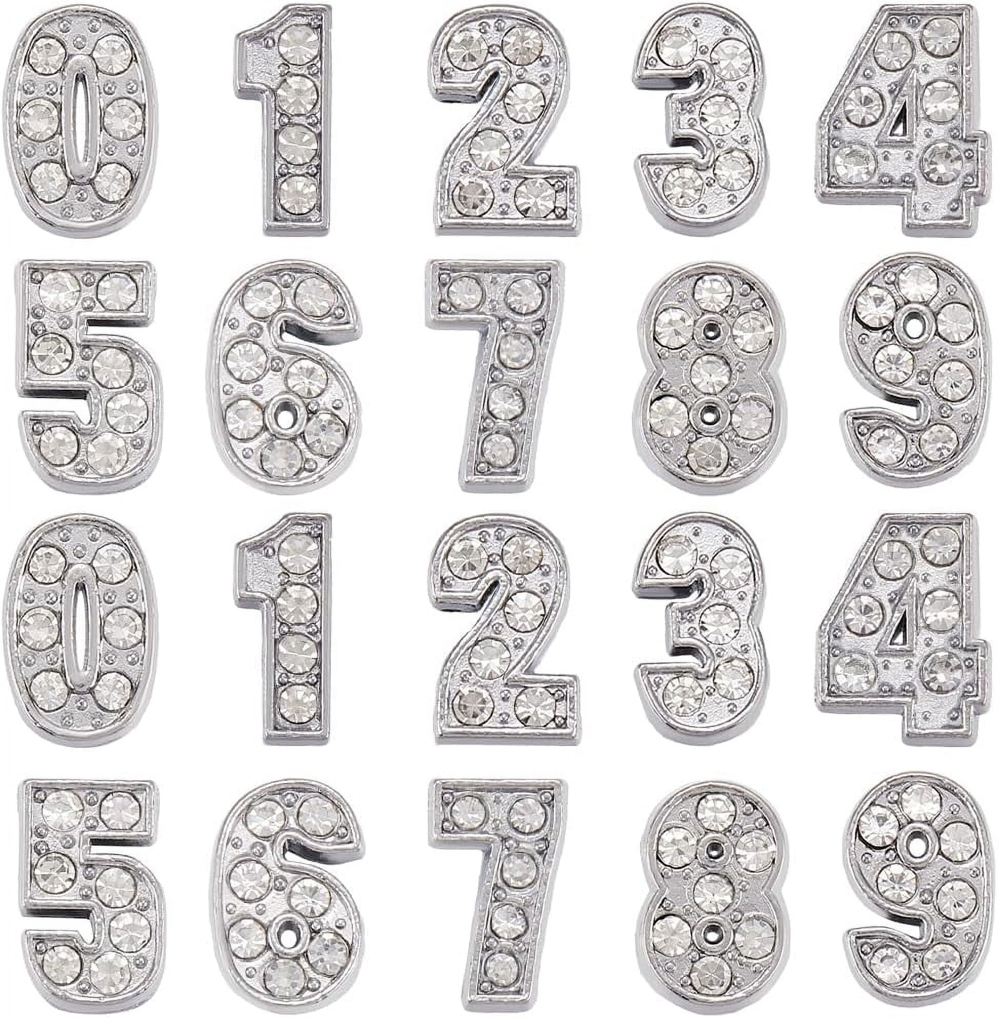 Numbers Rhinestone Art 1 Box 50Pcs 10 Styles 8mm Rhinestone Number Charms Bead Crystal Slide ...