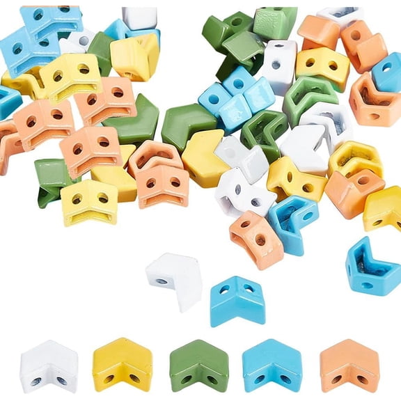 1 Box 50Pcs 5 Colors Spray Painted Alloy 2 Hole Beads Connectors Links Arrow Stackable Enamel Beaded Geometric Beads Block Strand Gifts