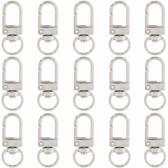 1 Box 50Pcs Alloy Swivel Clasps Silver Keychain Clips Bulk Metal Heavy Duty U Shaped Connector Trigger Snap Hooks Lobster Claw Clasp for Jewelry Making Key Chains Crafting Accessories Silver DIY