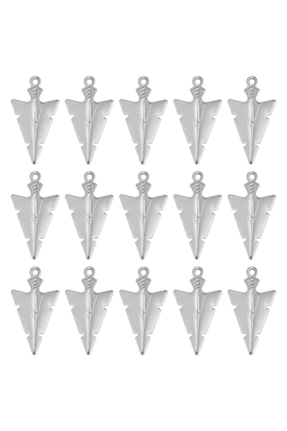 1 Box 50Pcs Arrowhead Charms 201 Stainless Steel Arrow Charm Weapon Charms Triangle Charms DIY