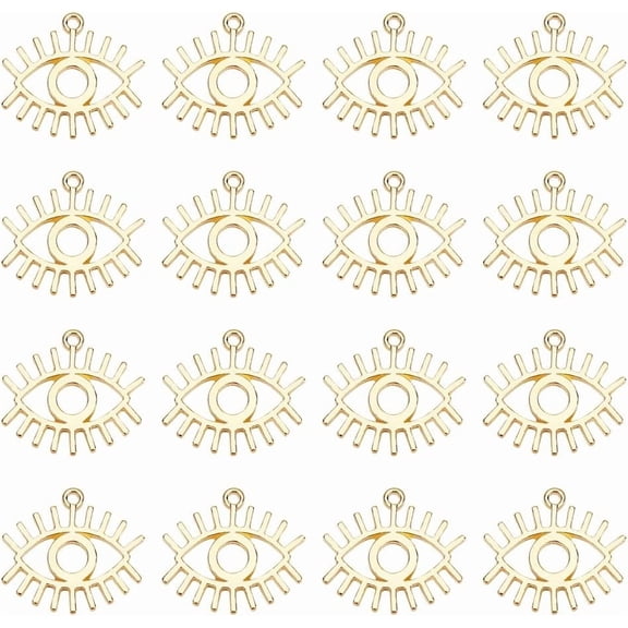 1 Box 50Pcs Charms Open Back Bezels Charm Golden Metal Charm Hollow Lucky Charms DIY