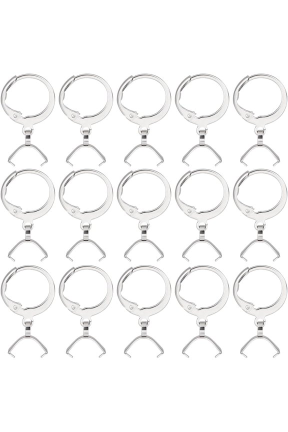 1 Box 50Pcs Clasp Earring Hooks Stainless Steel Round French Pendant Leverback Earring Findings with Bails Pin