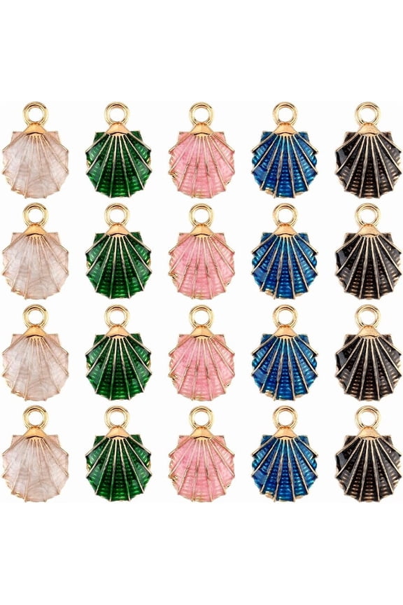 1 Box 50Pcs Conch Shell Charm Seashell Charms Enamel Bulk Colorful Summer Beach Ocean Sea Alloy Shells Charm for Jewelry Making Charms DIY Crafting Bracelets Necklaces Decoration Gifts Women Colorful