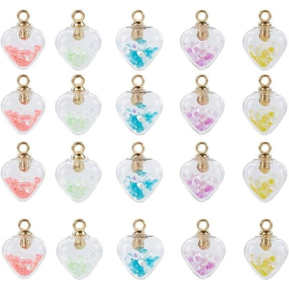 1 Box 50Pcs Crystal Ball Charms Bulk Glass Ball Charms Glow in The Dark Tiny Heart Shiny Star Rhinestone Luminous Drill Glasses Bead Charm for Jewelry Making Charms Earring Necklace Craft DIY