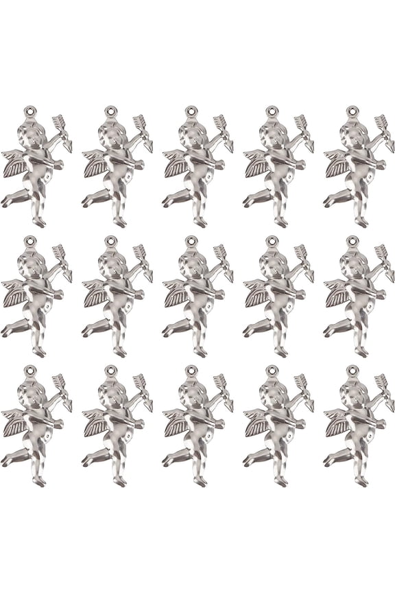 1 Box 50Pcs Cupid Charms Guardian Angel Charms 316 Stainless Steel Love Charms Fairy Angel Charm for Jewelry Making Charms Halves Folded DIY Bracelet Earring Valentines Day Gift Women Craft