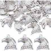 1 Box 50Pcs Eagle Head Charms Patriotic Charms Bulk Tibetan Style Silver Alloy Eagle Charm America 4th of July USA Bird Bald Eagle Charm for Jewelry Making Charms