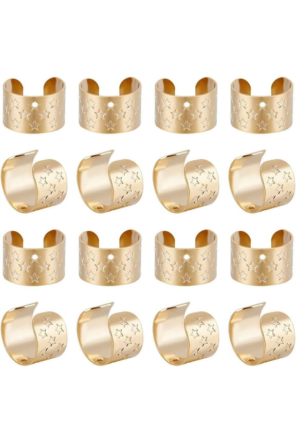 1 Box 50Pcs Ear Cuff Findings 24K Gold Plated Brass Ear Clips Set with Hole 0.9mm Non Piercing Earrings