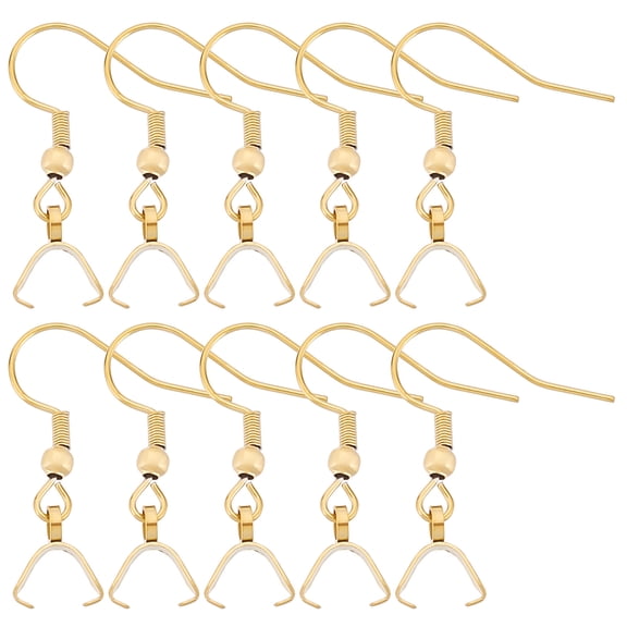 1 Box 50Pcs Earring Hooks with Pendant Clasp 18K Gold Plated Stainless Steel French Wire Earring Ball Hooks with Pinch Bails for Earring Making DIY