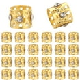 thumbnail image 1 of 1 Box 50Pcs Gold Hair Accessories - Dreadlock Beads Braid Rings Clips Cuffs Rhinestone Spiral Coils for Women, 1 of 6