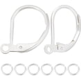 thumbnail image 1 of 1 Box 50Pcs Leverback Earring Findings 925 Sterling Silver Plated French Earring Hooks with 50Pcs Open Jump Rings DIY, 1 of 5