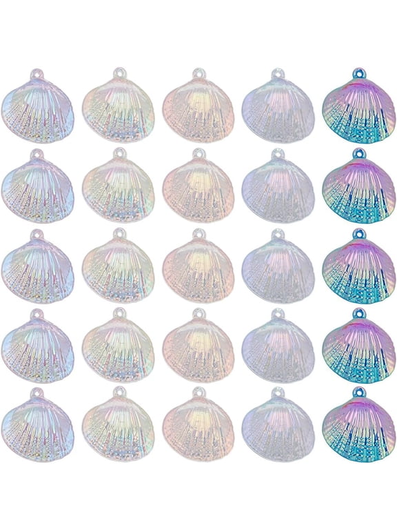 1 Box 50Pcs Plastic Shell Charms Seashell Charm Electroplated UV Ocean Sea Seashells Charms for Jewelry Making Charms Supplies DIY Craft Necklace Bracelet Earring Crafting Women Beginners Colorful