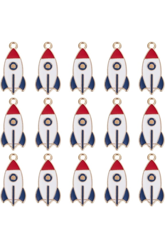 1 Box 50Pcs Rockets Charm Rocket Charms Bulk Small Enamel Alloy Metal Flat Astronomy Astronaut Spaceship Space Themed Charm for DIY Making