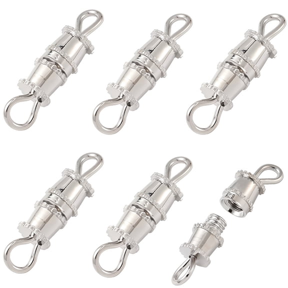 1 Box 50Pcs Screw Clasps Platinum Plated Barrel Twist Clasp Closure with Double Loops End Fastener Connector