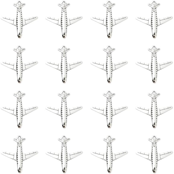 1 Box 50Pcs Silver Airplane Charms Airplane Charm Bulk Metal Aircraft Small Air Plane Airliner Flight Vehicle Pendants for DIY Jewelry Craft Supplies Necklace Bracelets Adults Clear