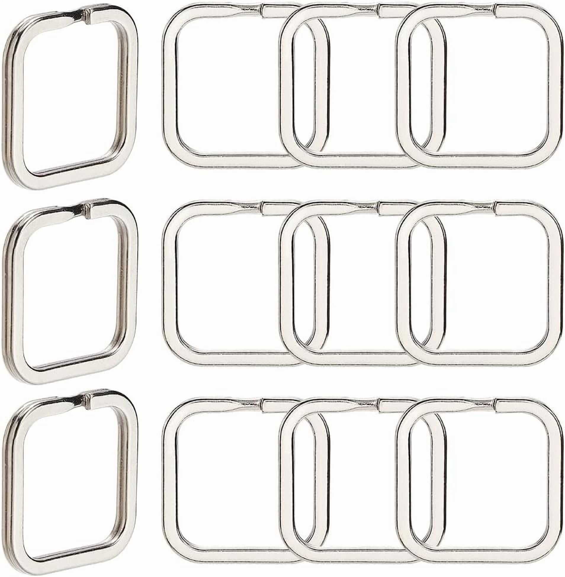 1 Box 50Pcs Silver Split Key Rings Flat Keychain Rings Square 1.18 x 1. ...
