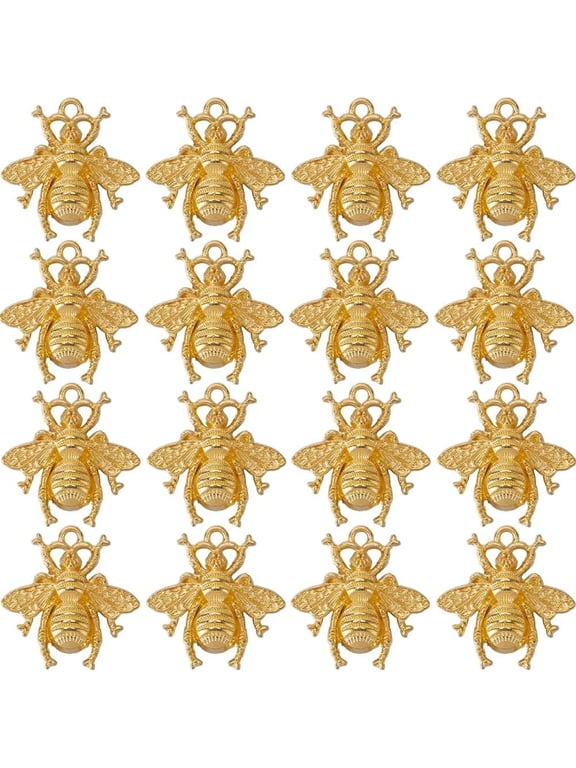 1 Box 50Pcs Small Bee Charms Honeybee Charms Bulk Cute Mini Insect Gold Hardworking Honey Bees Alloy Spring Charm
