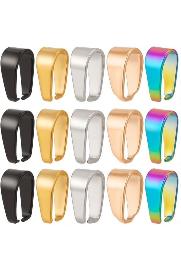 1 Box 50Pcs Stainless Steel Pinch Bails Rose Gold Silver Snap on Bails Pendant Bail Connectors 7x4x3mm Ice Pick Pinch Bail Open Clasp Bails Necklace for Jewelry Making SuppliesMixed Color