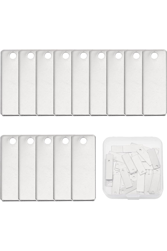 1 Box 50Pcs Stainless Steel Stamping Tags Engraving Message Word Tag Rectangular Stamping Charms