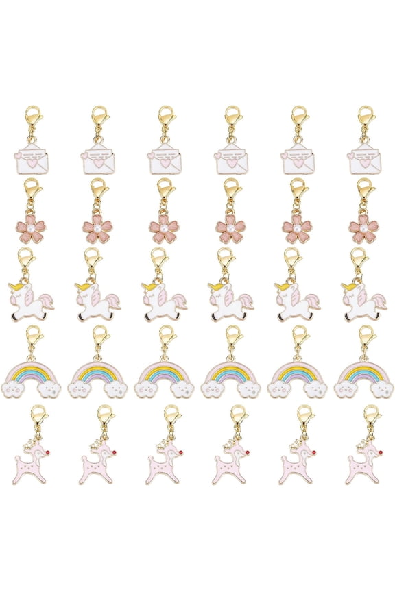 1 Box 50Pcs Stitch Markers Crochet Stitch Marker Unicorn Rainbow Charms Random Style Locking Knitting Markers Removable Clip on Charms