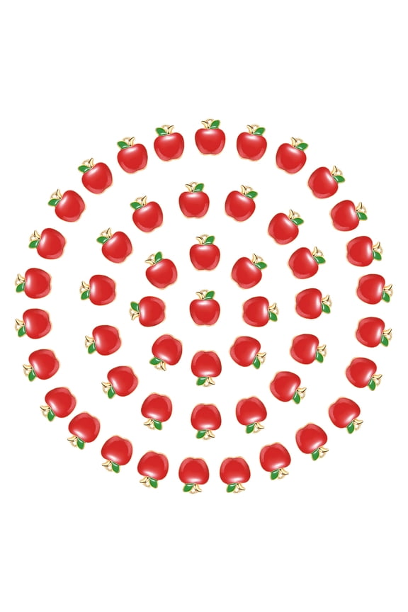 1 Box 50Pcs Teacher School Charm Enamel Red Charms Student Lucky Alloy Fruit Pendants for Jewelry Making Teacher's Day Gift Earrings