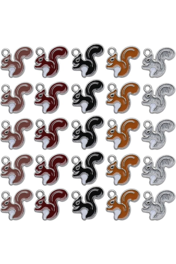 1 Box 50Pcs Thanksgiving Charms Squirrel Charms Bulk Squirrels Autumn Fall Harvest Pine Cone Silver Animal Pendants