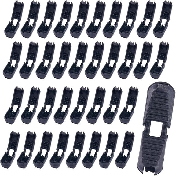 1 Box 50Pcs Zipper Pull Cord Lock End Tabs Zip Rope Clip Buckle Tips Plastic Zipper Cords Stopper String Caps for Backpack Clips Quick No Tied Shoelace Running Shoe DIY Replacement(Black)